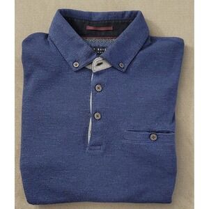 Ted Baker Men's Blue Long Sleeve Rugby Polo Poly Blend‎ Shirt Size 3